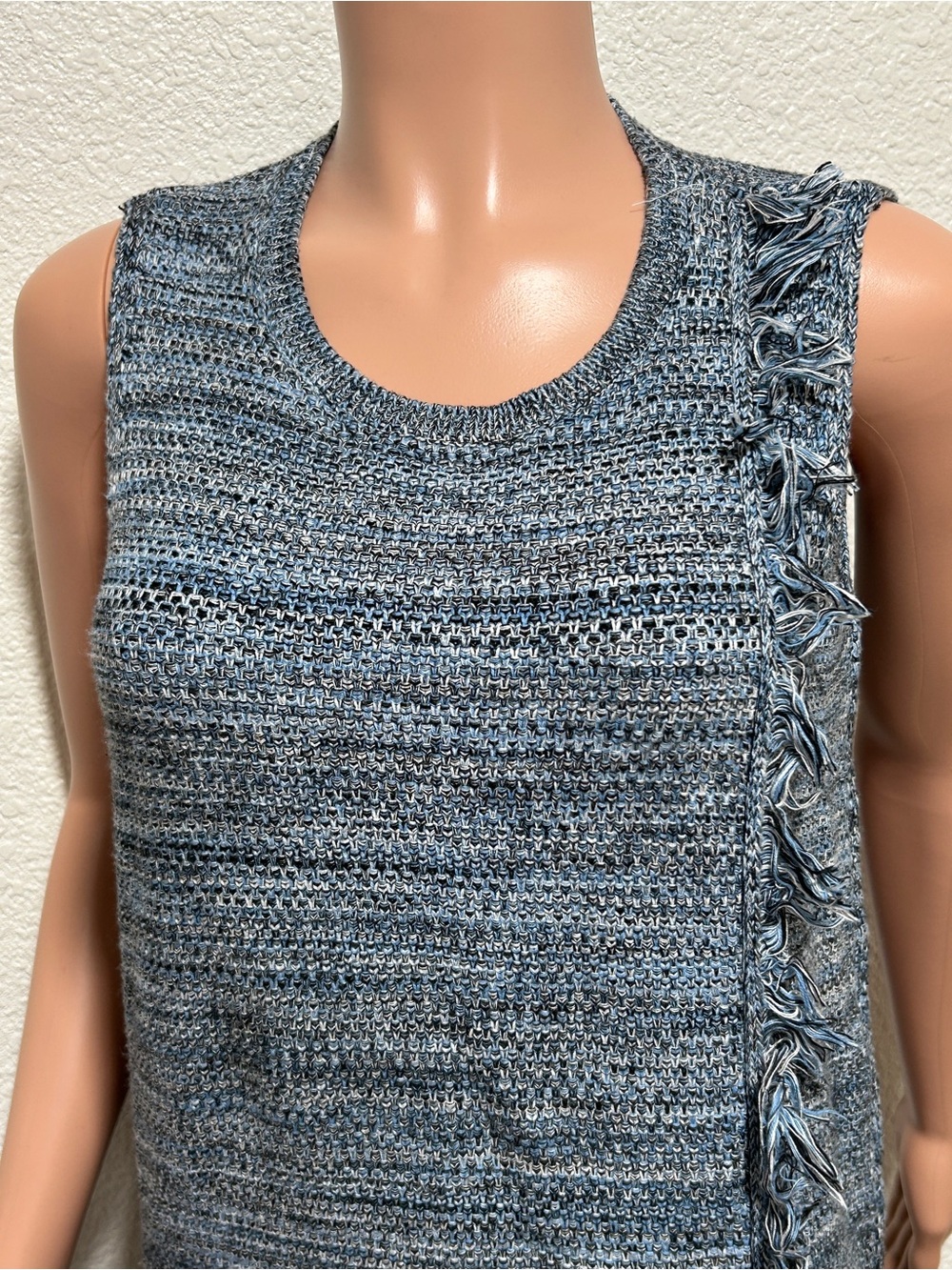 HOLDING HORSES Blue Heathered Knit Fringe Dress